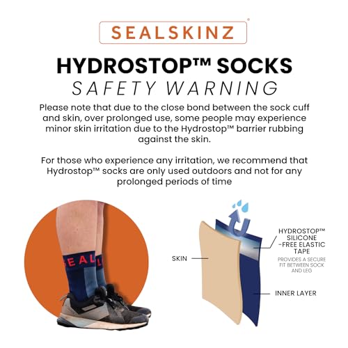 SEALSKINZ Unisex Waterproof All Weather Mid Length Sock With Hydrostop, Black/Neon Yellow, Large