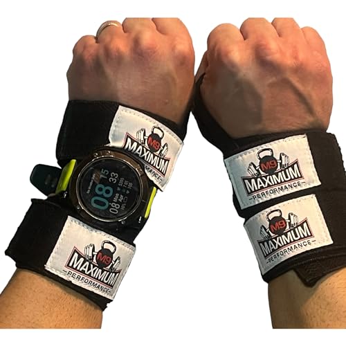 M9 Maximum Performance - Smart Watch Split Wrist Wraps for Men & Women, Wrist Straps for Weightlifting, Crossfit, Strength Training, Bodybuilding, Elastic with Thumb Loop, Gym Accessories, Black 12"