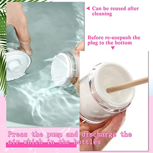 4 Pack Empty Airless Pump Jar Acrylic Airless Cosmetic Container Portable Refillable Travel Size Cream Jar Vacuum Bottle Lotion Jar with Pump Lid for Skincare Cream, White (1.7 oz)