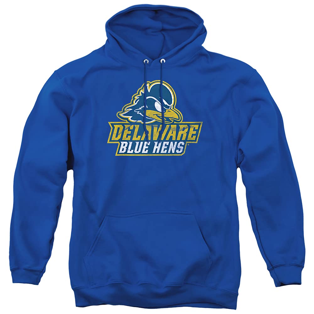 University of Delaware Official Distressed Primary Unisex Adult Pull-Over Hoodie,Royal Blue, Large