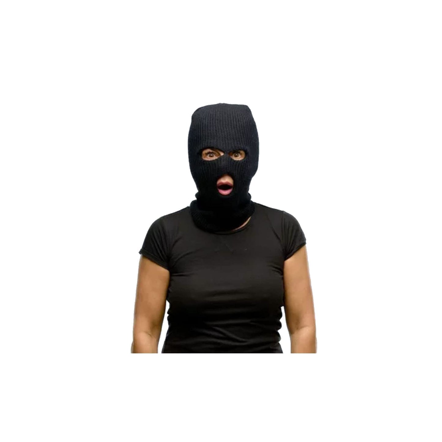 3 Hole Knitted Full Face Ski Mask Winter Balaclava Face Cover for Outdoor Sports (Black)