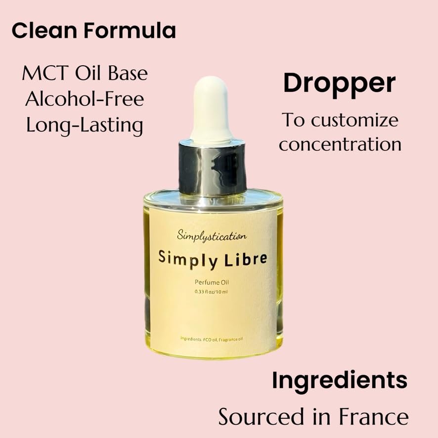 Simplystication YL's Libre Inspired – Alcohol-Free Skin Parfum for Women – Long-Lasting, Hydrating Eau de Parfum with MCT Liquid Coconut Oil – 1 oz (30 ml Dropper)