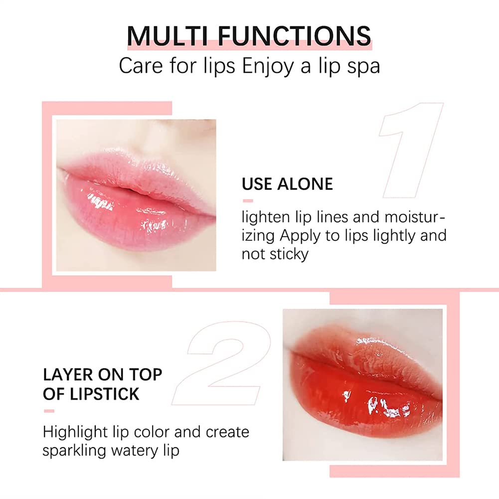 2PCS Hydrating Lip Glow Oil, Lip Oil Gloss Transparent Toot Tinted Nourishing Long Lasting Repairing Lightening Lip Lines (ROSEWOOD) 0.2 OZ