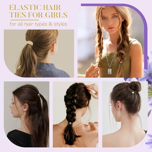 FORENEE Hair Ties No Damage - 10PCS Ponytail Holders - Elastic Hair Ties for Thick Hair - Braided Hair Bands for Women Girls's Hair - Bright Star