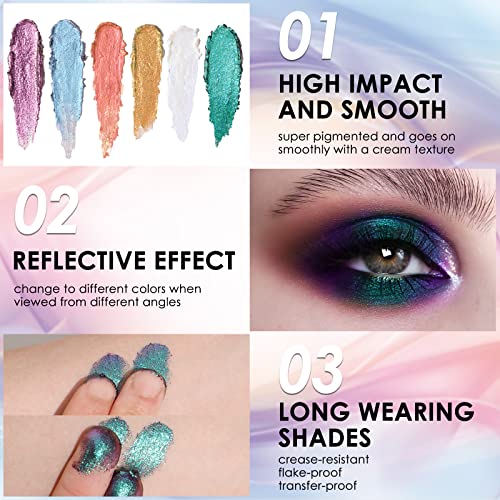 FOCALLURE Chameleon Cream Eyeshadow,Intense Color Shifting Creamy Eye Shadows,Highly Pigmented Metallic,Shimmer,Multi-Reflective Finishes,Unicorn Tear