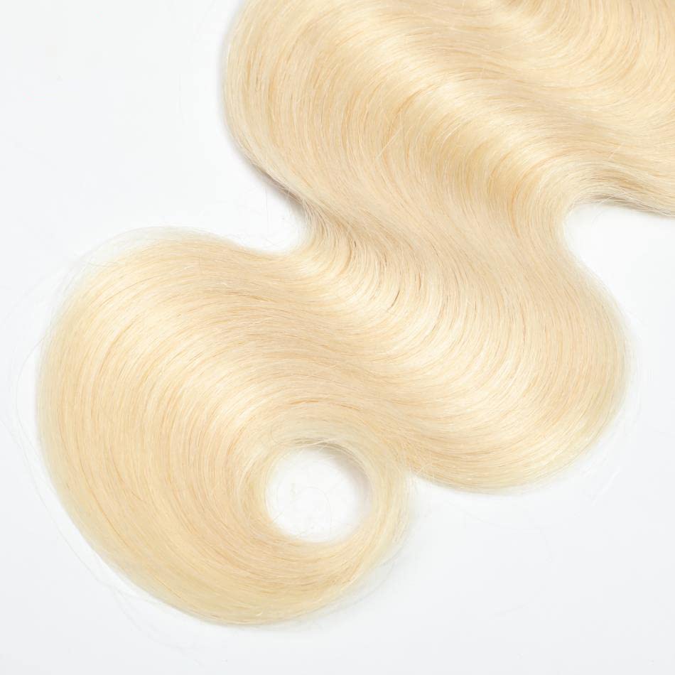 613 Body Wave Bundles Human Hair Blonde Human Hair Bundles 8A Grade Unprocessed Brazilian Virgin Hair 3 Bundles 12 12 12 Inch Blonde Body Wave Human Hair
