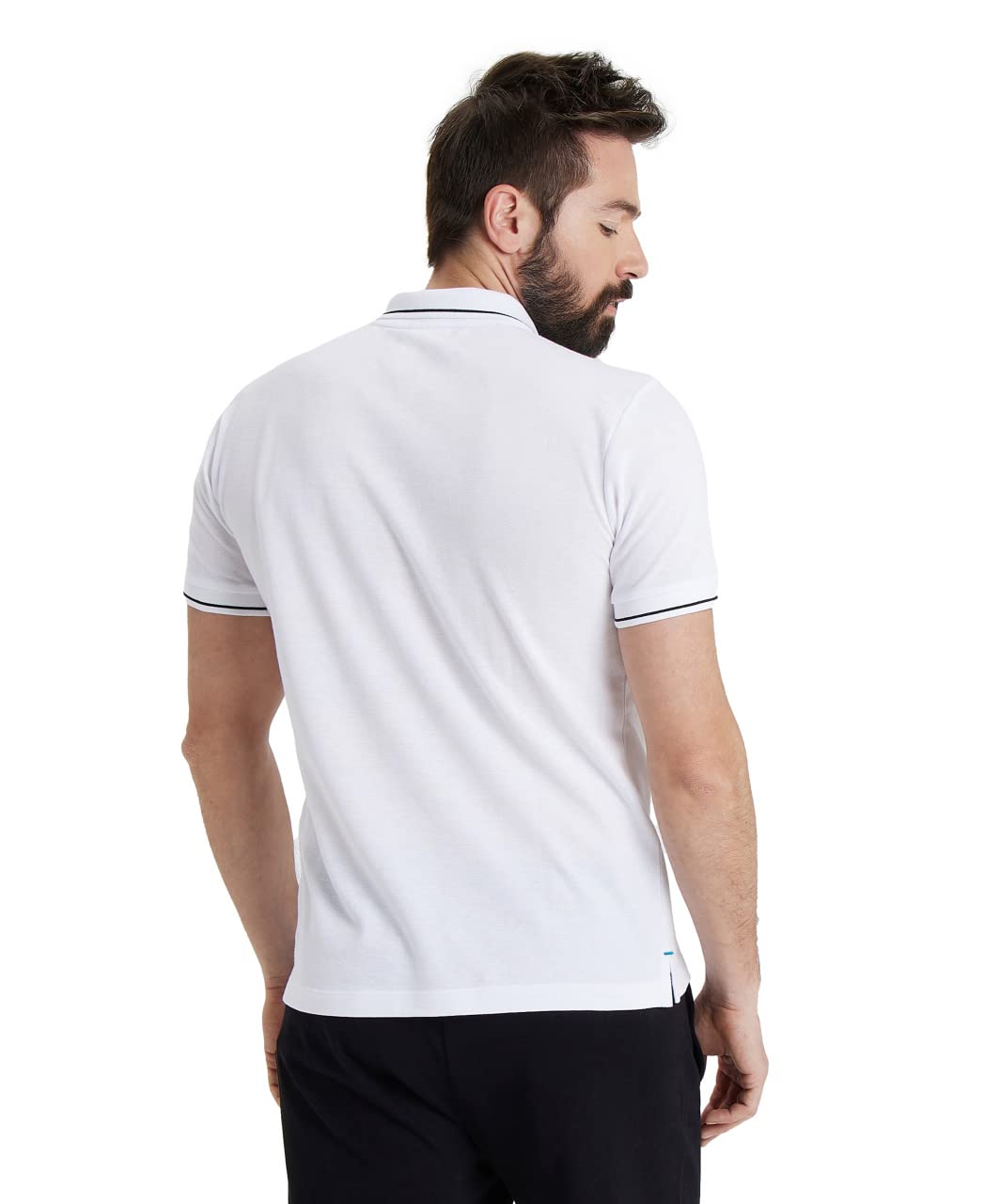 ARENA Unisex Team Solid Polo T-Shirt Short Sleeve Cotton Active Tee Regular Fit Athletic Top Gym Exercise Swimmers Training, White, Small
