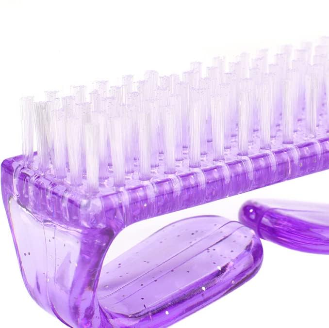 3Pcs Different Kinds of Fingernail brush with Plastic Handle Nail brush for cleaning Fingernails - Easy to use Nail Scrub brush - Nail Cleaner Nail brushes for Hands Feet(purple)