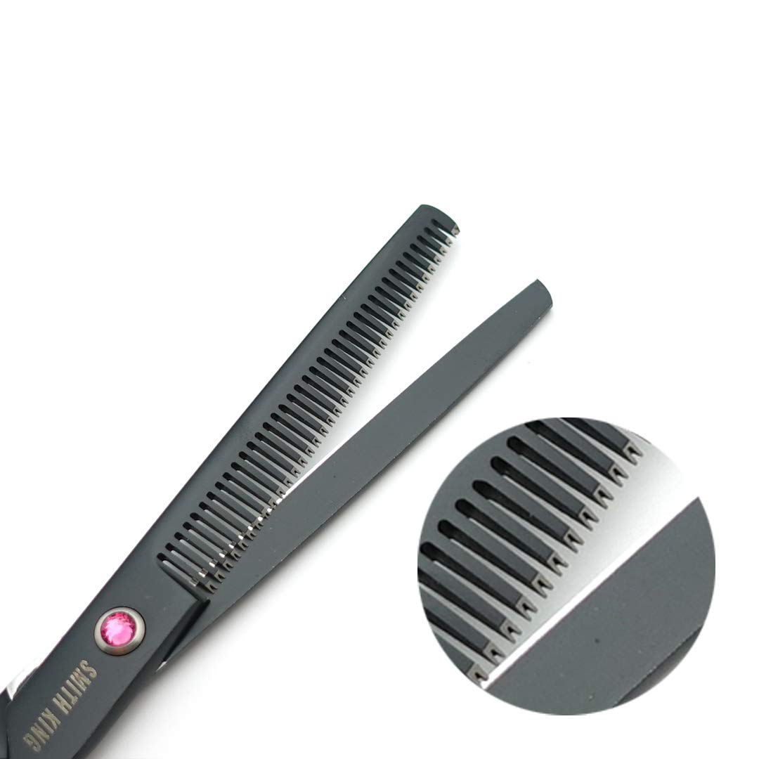 7.0 Inches Hair Cutting Scissors Set with Combs Lether Scissors Case,Hair cutting shears Hair Thinning shears For Personal and Professional (Black)