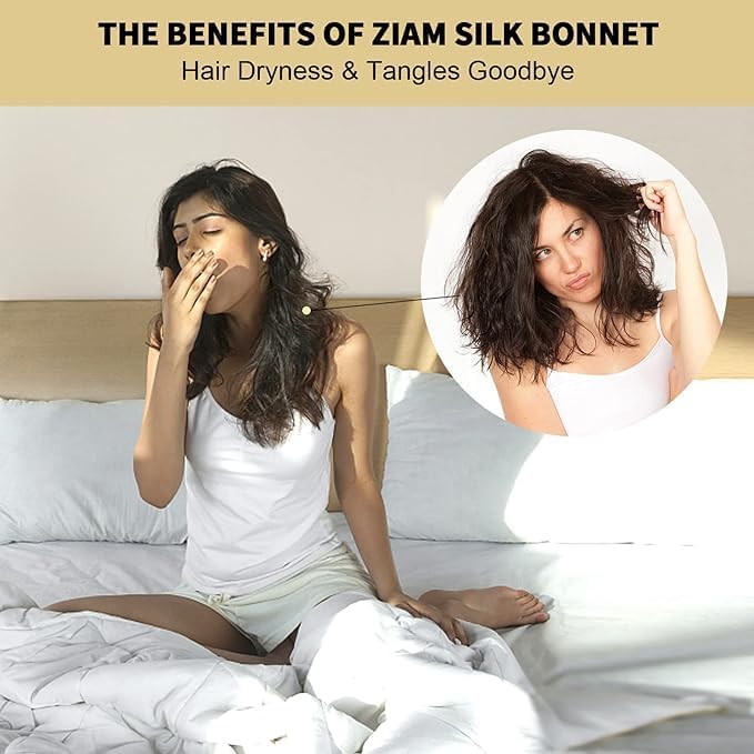 ZIMASILK 22 Momme 100% Mulberry Silk Bonnet for Sleeping & Women Hair Care, Highest Grade 6A Silk Hair wrap for Sleeping with Premium Elastic Stay On Head (1Pc, Black)