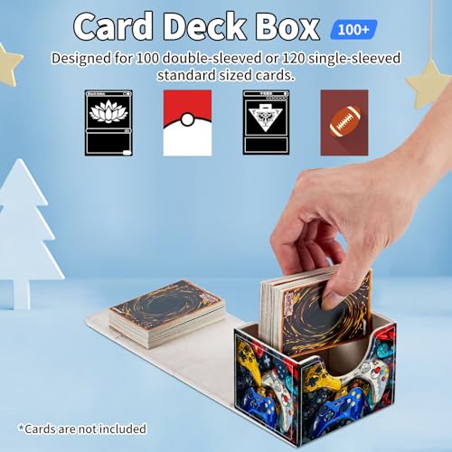 ACWDMKH for MTG Commander Deck Box,Card Deck Box for Trading Card Yugioh MTG Cards,Fits 100 Double Sleeved Cards,PU Leather Magnet TCG MTG Deck Case for Magic Commander Deck Box,Purple Snake Flower