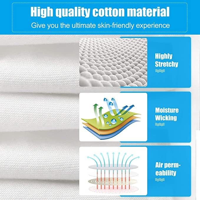 7 Pairs White Cotton Gloves for Dry Hands Sleeping, Breathable Moisturizing Gloves Overnight for Women and Men Eczema Safety Work Serving Costume Inspection