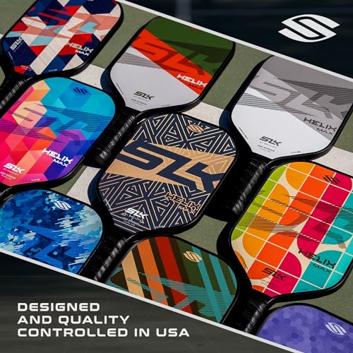 2024 SLK Helix Pro Pickleball Paddle | Carbon Fiber & Fiberglass Hybrid Face | Thermoformed Carbon Fiber Core | Unmatched Control | Camo Glitch