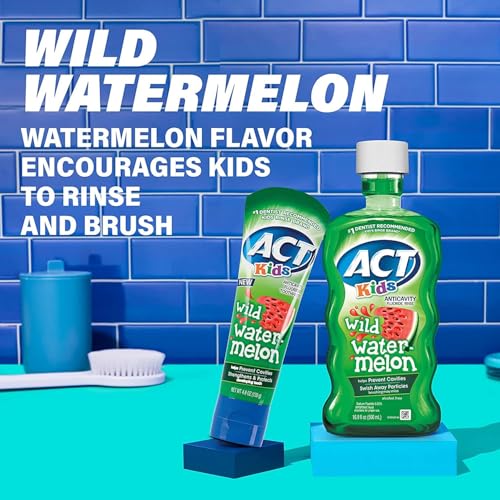 ACT Kids Anticavity Fluoride Rinse, Wild Watermelon, 16.9 Ounce (Pack of 2)