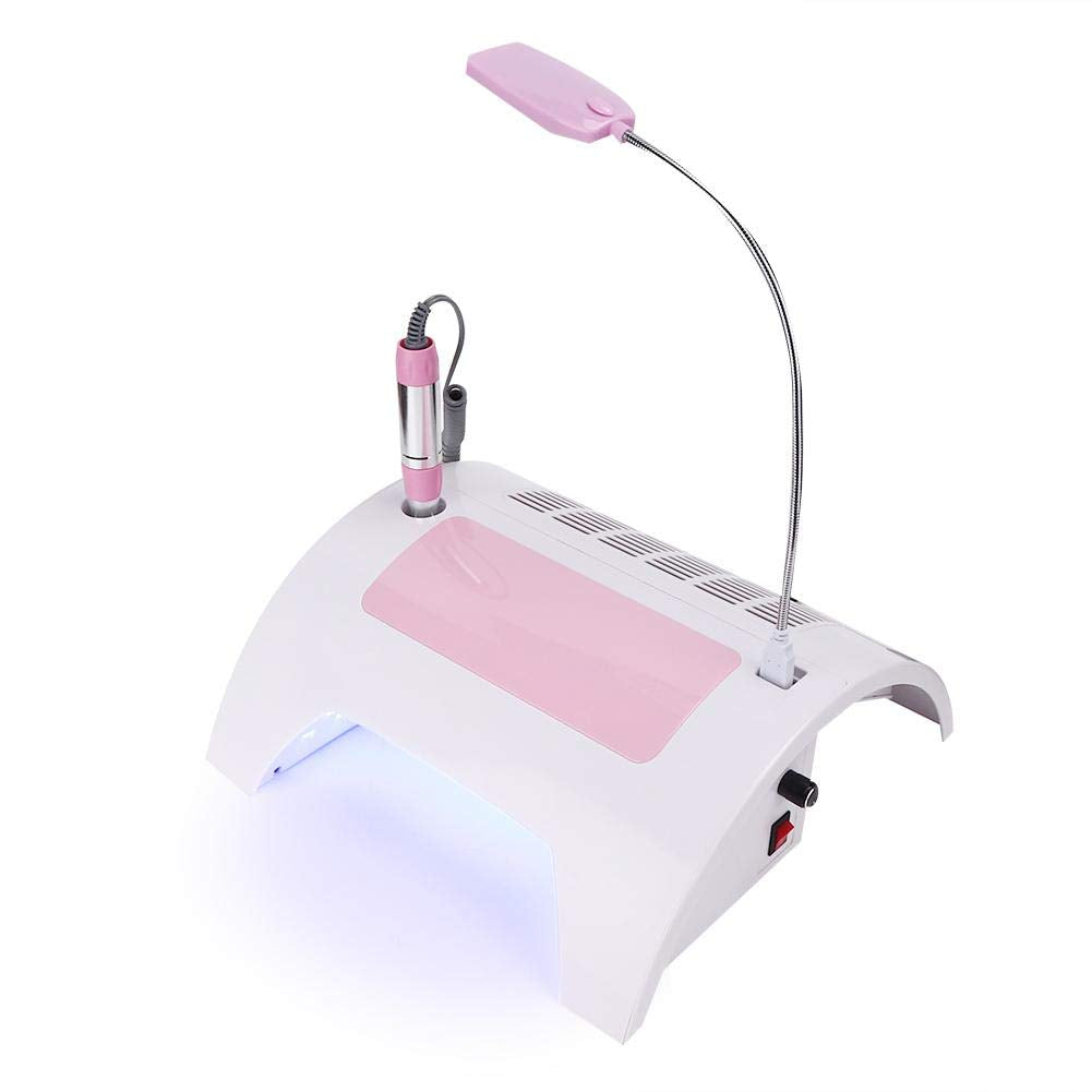 5 in 1 Nail Dust Collector with Drill, 60W Multi Functional Nail Grinding Machine Nail Dust Cleaner Manicure Light Hand Rest Pillow for Salon Home Manicure Pedicure(US)