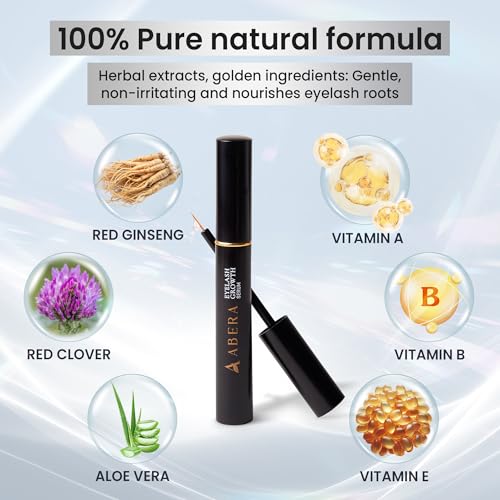 Abera Misan Eyelash Growth Serum β Natural Lash Booster with Red Ginseng, Biotin & Omega 3-6-9 β Fuller, Longer, Thicker Lashes β Safe for Sensitive Eyes (1 Box)