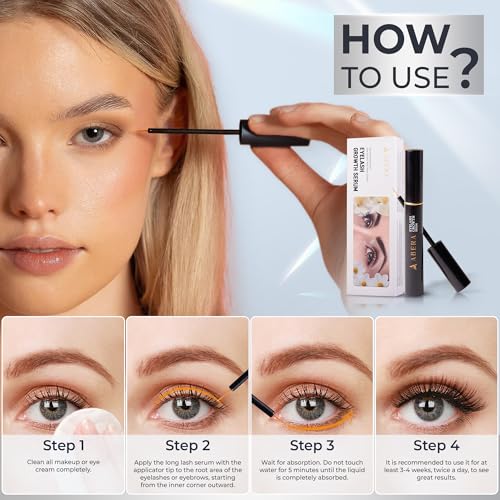 Abera Misan Eyelash Growth Serum β Natural Lash Booster with Red Ginseng, Biotin & Omega 3-6-9 β Fuller, Longer, Thicker Lashes β Safe for Sensitive Eyes (1 Box)