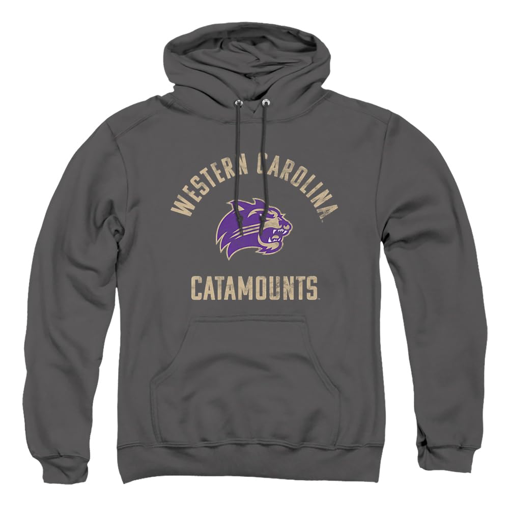 Western Carolina University Official Catamounts Logo Unisex Adult Pull-Over Hoodie, Western Carolina Catamounts, Charcoal, Large