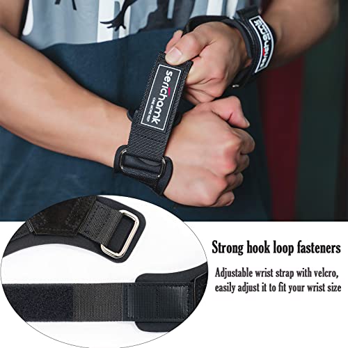 Wrist Wraps for Weightlifting Men Leather Gym Straps for Men Non-Slip Lifting Grips Straps for Deadlift Workout Hand Straps for Weight Lifting Black