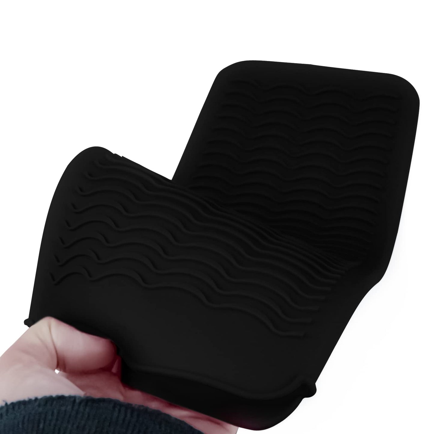 2PCS Silicone Heat Resistant Mat Pouch for Hair Straightener, Curling Iron, Flat Iron and Hot Hair Tools Black