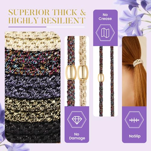 FORENEE Hair Ties No Damage - 10PCS Ponytail Holders - Elastic Hair Ties for Thick Hair - Braided Hair Bands for Women Girls's Hair - Bright Star