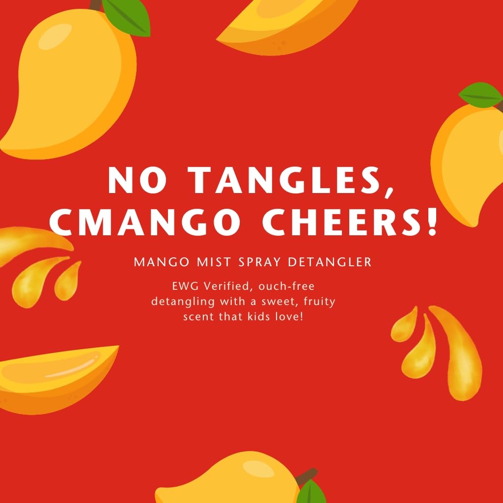 Clean Kids Naturally Mango Mist Spray Detangler (1 Bottle) 8oz, EWG Verified