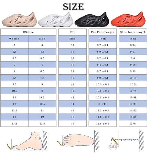 Hahalestore Foam Runners Shoes Fashion Foam Runners Sneakers Hollow Cloud Slippers Lightweight Anti-Slip Breathable Soft Beach Sandals (Black,10.5Women/9Men)