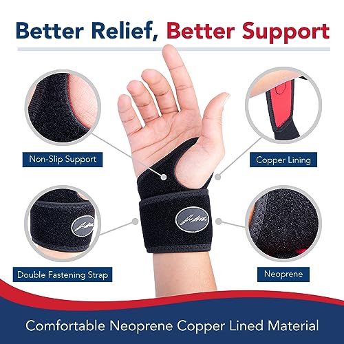 Doctor-Developed Gym Wrist Wraps/Lifting Wrist Straps for Weightlifting, Heavy Duty Gym Straps With Thumb Loops, Wrist Wraps for Working Out & Protection, Weight Lifting Wrist Wraps For Men & Women (Black)