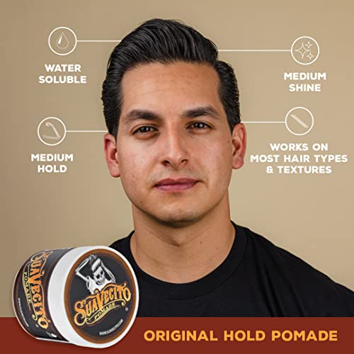Suavecito Pomade Original Hold 5 oz, 1 Pack For Men - Medium Shine Water Based Flake Free Hair Gel - Easy To Wash Out - All Day For All Hairstyles