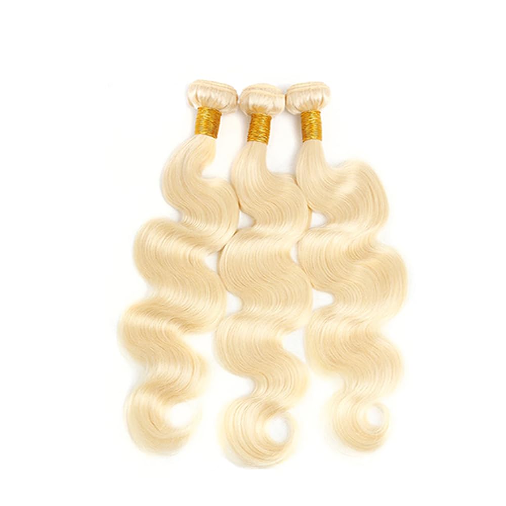 613 Body Wave Bundles Human Hair Blonde Human Hair Bundles 8A Grade Unprocessed Brazilian Virgin Hair 3 Bundles 12 12 12 Inch Blonde Body Wave Human Hair