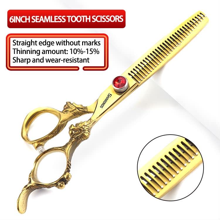 6 inch /7 inch salon professional salon scissors salon hairdresser hair cutting hairstyle pruning tools Japan 440c high hardness stainless steel golden (6 inch 4pcs)