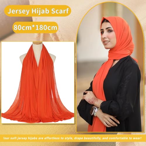 Ftoronaly Head Wraps for Black Women Hijab Scarves Large Muslim Headwraps Stretch Hair Wraps Headband Orange