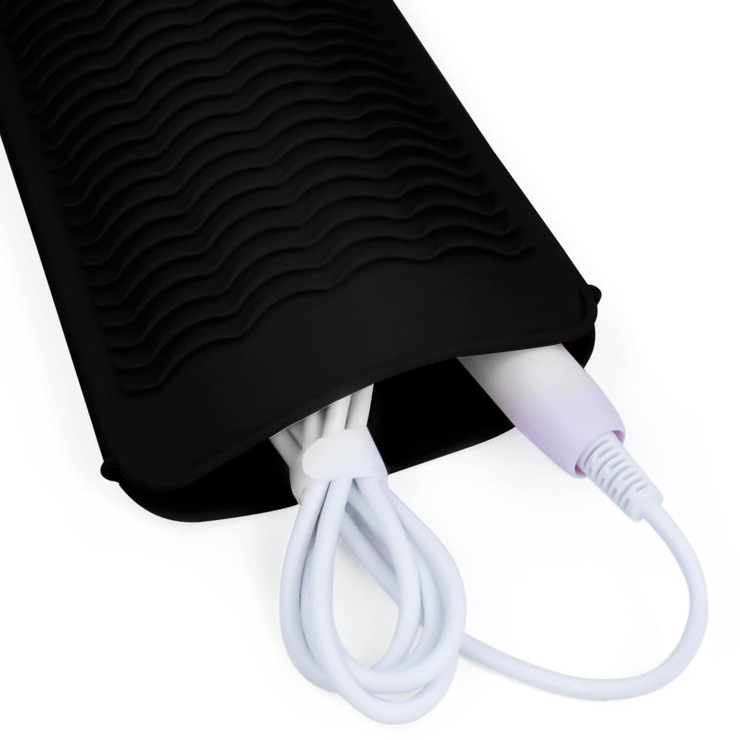 2PCS Silicone Heat Resistant Mat Pouch for Hair Straightener, Curling Iron, Flat Iron and Hot Hair Tools Black