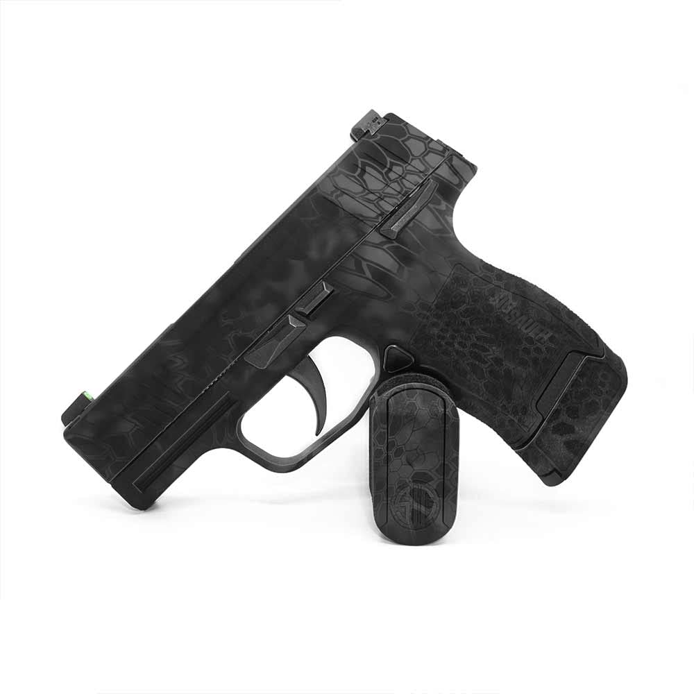 GunSkins Precut Pistol Skin for Sig Sauer P365 - Compatible with Airsoft AEG BB Gun - Vinyl Wrap - Easy to Install - 100% Waterproof - Matte Finish - Made in USA - Kryptek Typhon