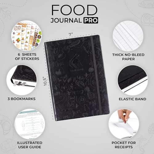 Clever Fox Food Journal Pro – Diet & Wellness Planner for Women & Men – Weight Loss Diary with Calorie Tracker – Food Log for Tracking Meals, Exercise & Weightloss - Undated, 7" x 10" Black