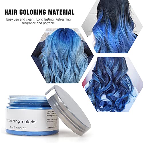 Instant Hair Dye Wax, SOVONCARE Blue Temporary Color Hair Wax Natural Hairstyle Cream Mud for Men & Women Christmas Cosplay Date 4.23 oz (Blue)