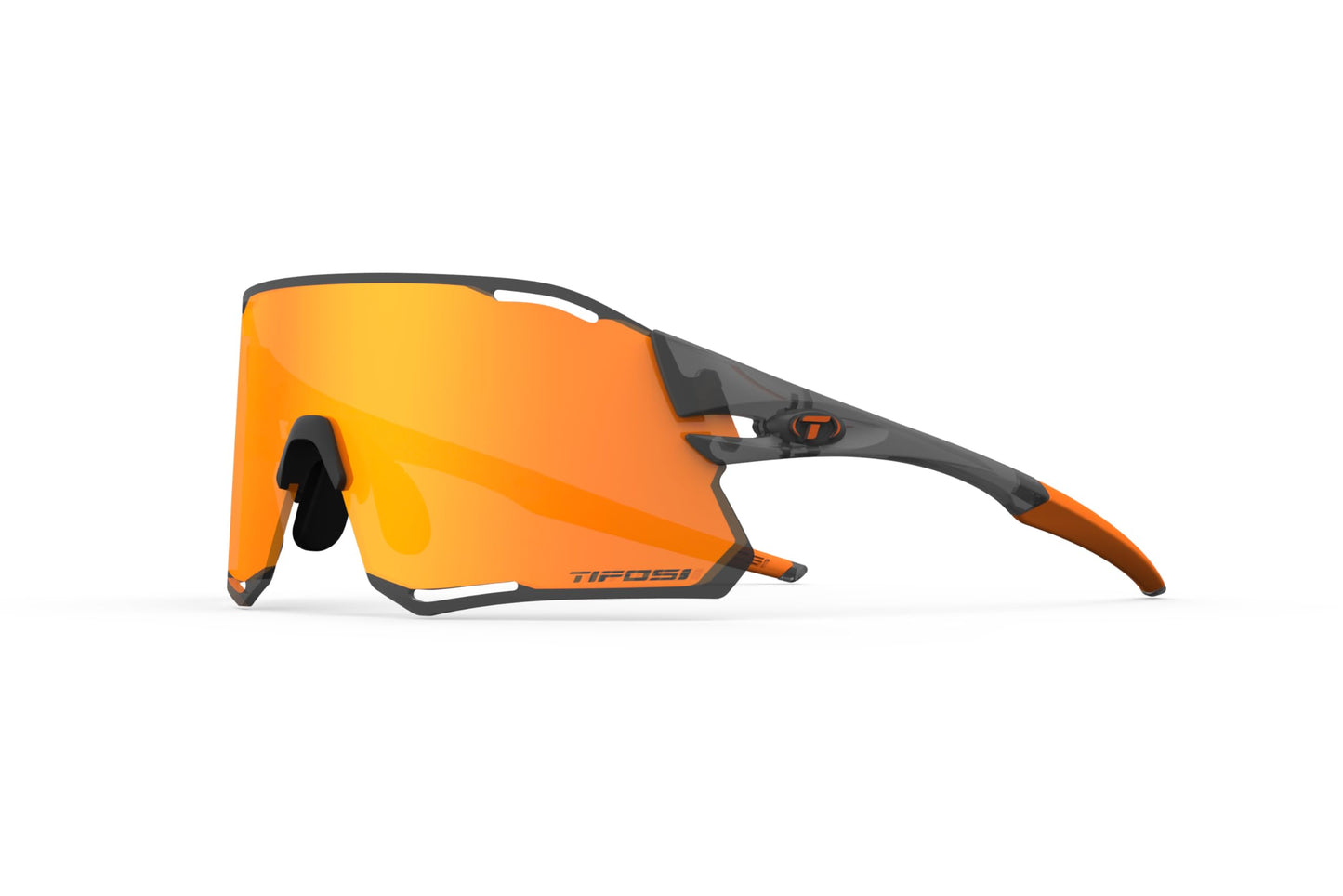 Tifosi Rail Race Cycling Sunglasses Men & Women Interchange Lens Options- Ideal For Cycling, Road, Gravel, MTB & Baseball (Satin Vapor (Clarion Orange/Clear))