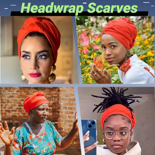 Ftoronaly Head Wraps for Black Women Hijab Scarves Large Muslim Headwraps Stretch Hair Wraps Headband Orange