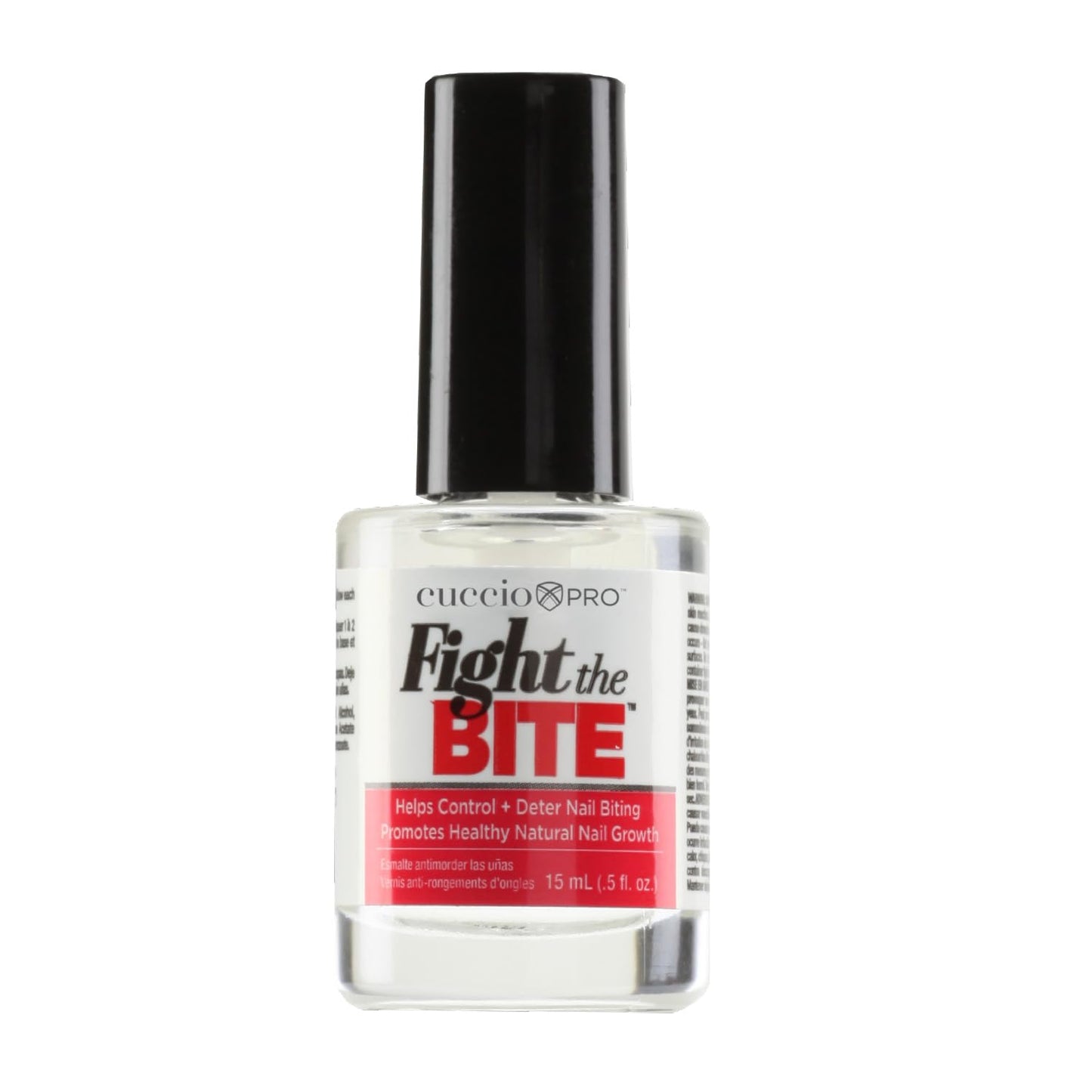 Cuccio Fight The Bite - Clear No Bite Nail Polish for Women & Men - Bitter Nail Polish to Deter Nail Biting - Promote Healthy Nail Growth - 0.50 Fl. Oz.