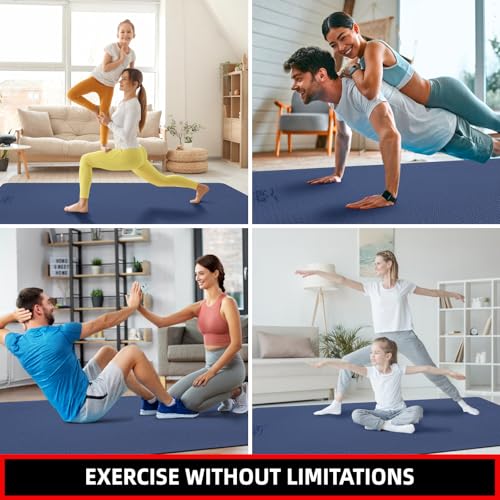 GymCope 10MM Thick Yoga Mat, 72" x 48" Large Workout Mat for Home Gym, Edge-Seamed Design, Superior Grip, Shock-Absorbing Cushion, Ultimate Comfort and Protection for Yoga, Fitness Training