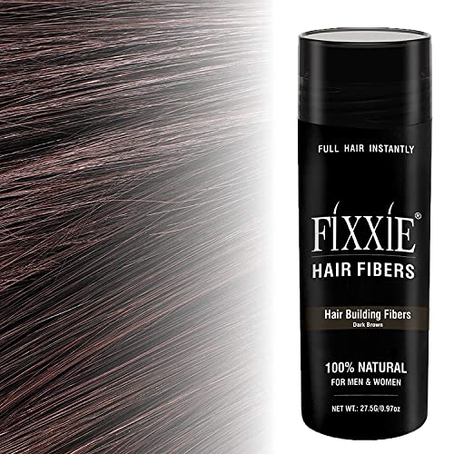 FIXXIE Hair Fibers DARK BROWN for Thinning Hair 27.5g Bottle, Hair Fibre Concealer for Hair Loss for Men and Women, Naturally Thicker Looking Hair with Keratin Hair Fibres