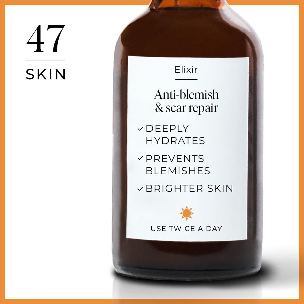 47 Skin Skin Elixir - Super Hydrating with Anti Blemish Spot Treatment Formula - Face Serum (3.38 Fl Oz)