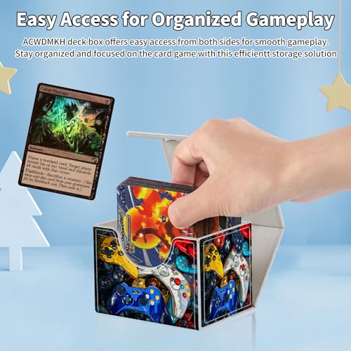 ACWDMKH for MTG Commander Deck Box,Card Deck Box for Trading Card Yugioh MTG Cards,Fits 100 Double Sleeved Cards,PU Leather Magnet TCG MTG Deck Case for Magic Commander Deck Box,Purple Snake Flower