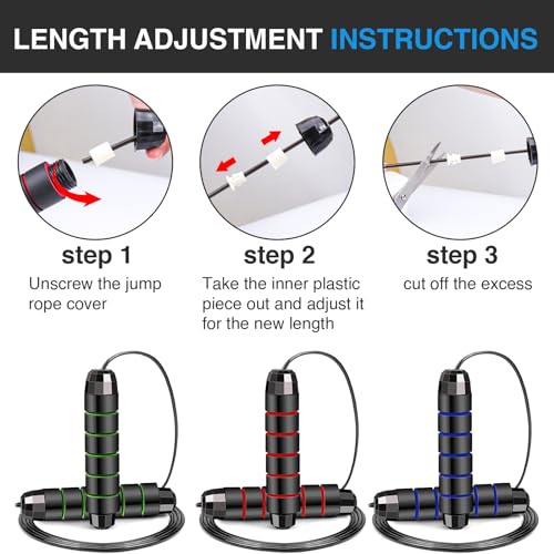 VOISEN Jump Rope,10 Pack Adjustable Skipping Rope with Soft Foam Handles, Tangle-Free Rapid Speed Jumping Rope with Ball Bearings for Women, Men, and Kids Aerobic Exercise