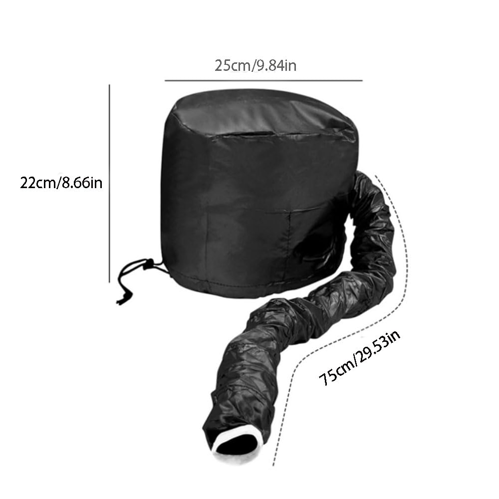 Acnyddlw Hair Dryer Bonnet, Bonnet Hair Dryer Attachment, Upgraded Hair Dryer Bonnet with Chin Strap and Longer Extended Hose, Adjustable Dryer Cap with Headband with 10 Silicone Hair Curlers