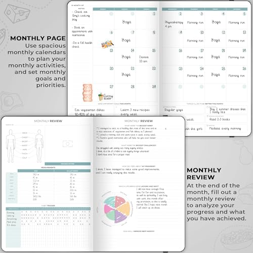 Clever Fox Food Journal Pro – Diet & Wellness Planner for Women & Men – Weight Loss Diary with Calorie Tracker – Food Log for Tracking Meals, Exercise & Weightloss - Undated, 7" x 10" Black