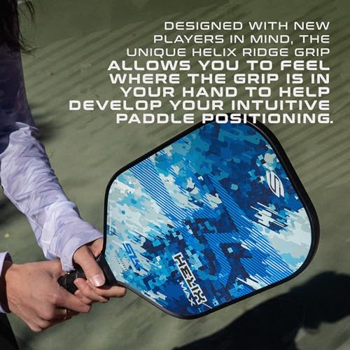 2024 SLK Helix Pro Pickleball Paddle | Carbon Fiber & Fiberglass Hybrid Face | Thermoformed Carbon Fiber Core | Unmatched Control | Camo Glitch