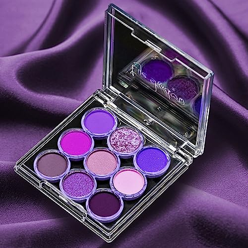Waterproof 9-Color Shimmer & Matte Eyeshadow Palette – Long-Wearing, Highly Pigmented Glitter Powder with Matt Pink & Shiny Purple Shades.paleta de sombras