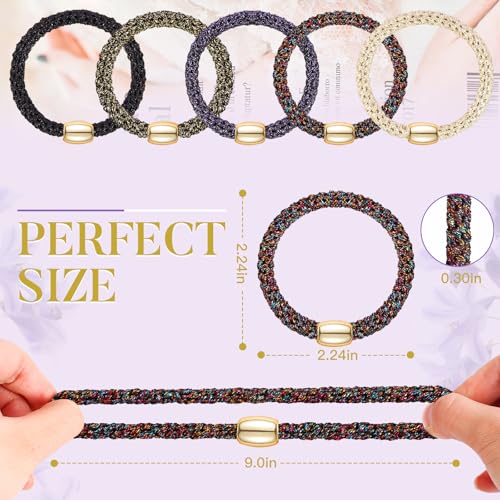 FORENEE Hair Ties No Damage - 10PCS Ponytail Holders - Elastic Hair Ties for Thick Hair - Braided Hair Bands for Women Girls's Hair - Bright Star
