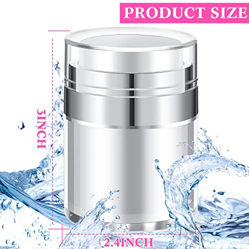 4 Pack Empty Airless Pump Jar Acrylic Airless Cosmetic Container Portable Refillable Travel Size Cream Jar Vacuum Bottle Lotion Jar with Pump Lid for Skincare Cream, White (1.7 oz)